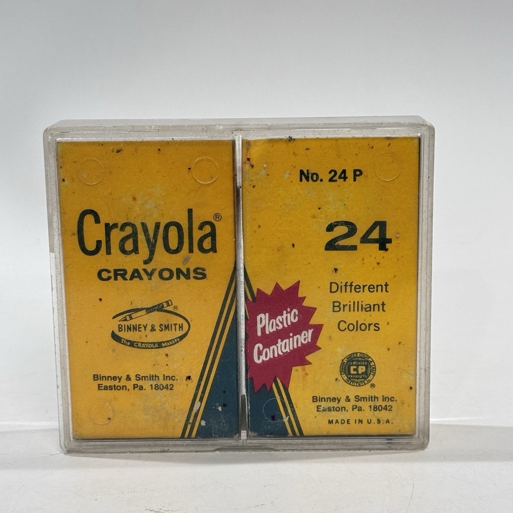 Vintage 70's Crayola Crayons in Hard Plastic Case Binney‎ & Smith USA Used Read